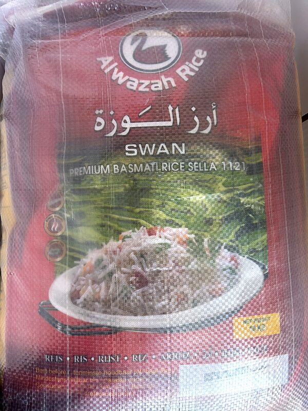 AlWazah Rice Premium Basmati Rice Sella 10kg back Swan Sella Basmati Rice 10Kg