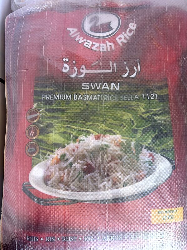 AlWazah Rice Premium Basmati Rice Sella 10kg front Swan Sella Basmati Rice 10Kg