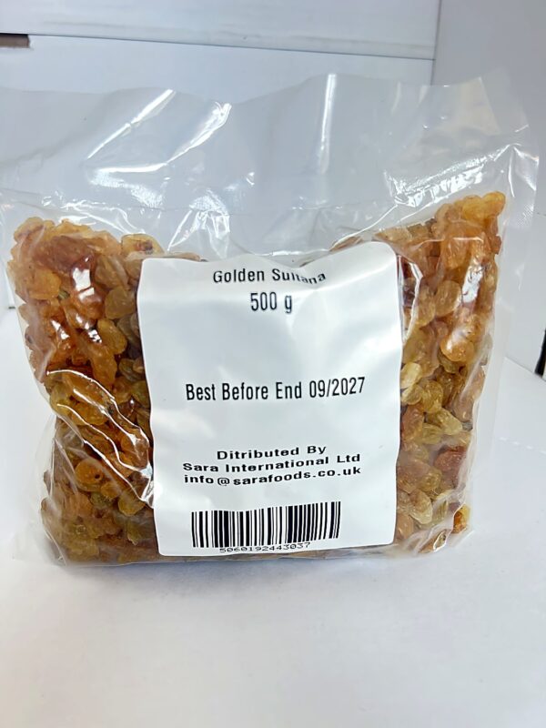 Golden Sultana raisins 500g back Madina Golden Sultana (Bag) 500g