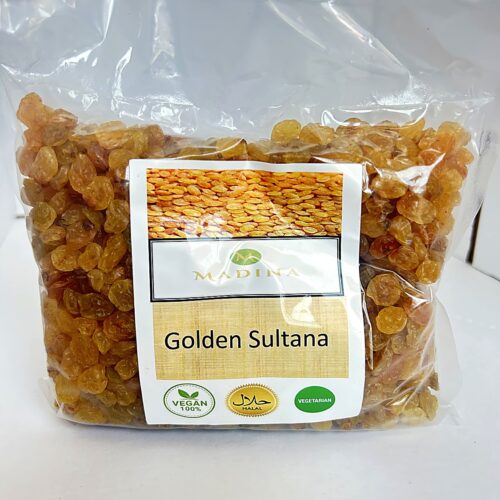 Golden Sultana raisins 500g front Madina Golden Sultana (Bag) 500g