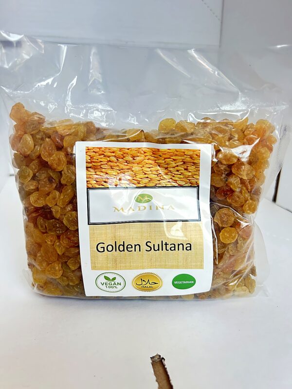 Golden Sultana raisins 500g front Madina Golden Sultana (Bag) 500g