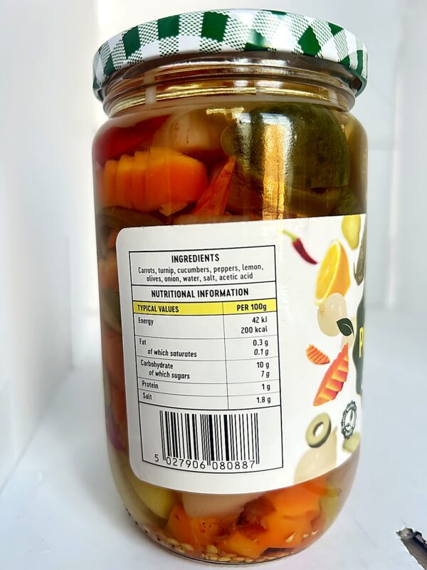Greenfields mixed pickles Jar back Greenfields Mixed Pickles 720g