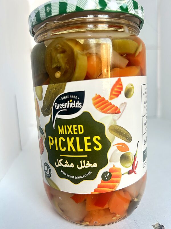 Greenfields mixed pickles Jar front Greenfields Mixed Pickles 720g