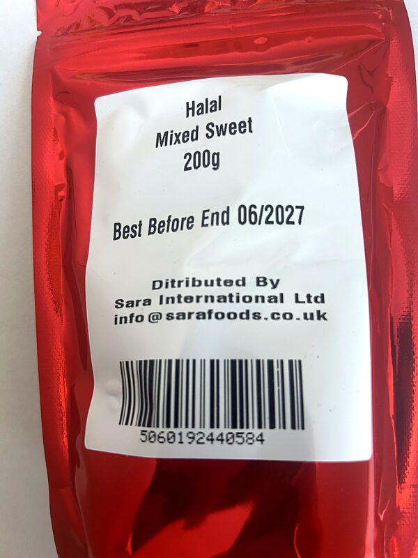 Halal Mixed Sweet 200g back Halal Mixed Sweet (Pouches) 200g