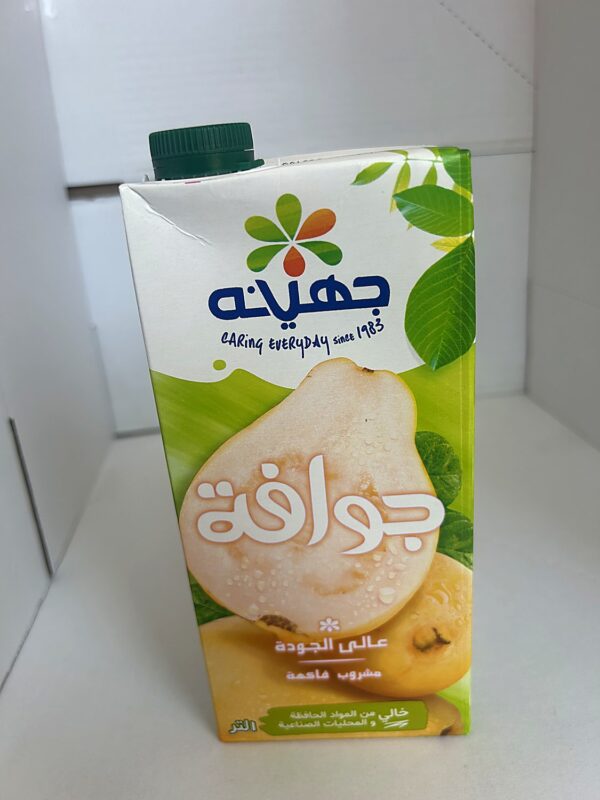 Juhayna Guava fruit drink 1L back Juhaina Guava Juice 1L عصير جوافة جهينة