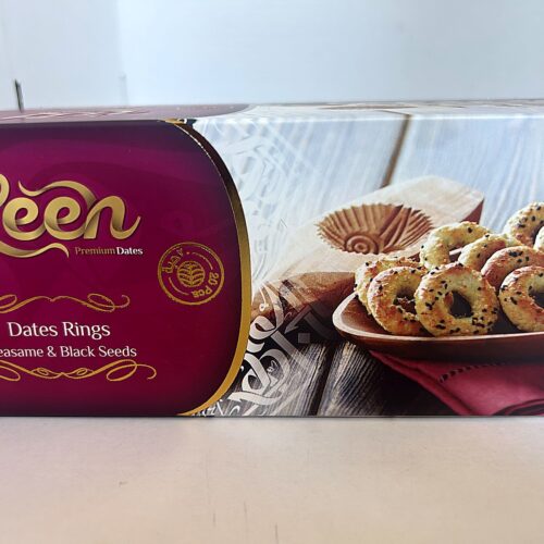 Leen Dates Rings Sesame and Black seeds front Leen Maamoul Black Seed Assawer With Date 260g