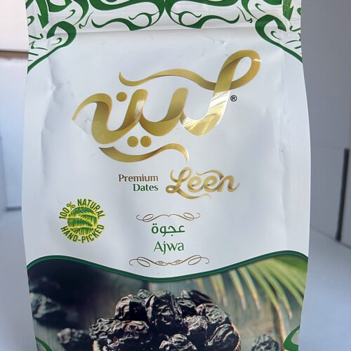 Leen Premium Dates Ajwa 400g front Leen Ajwa Resealable Pouch 400g