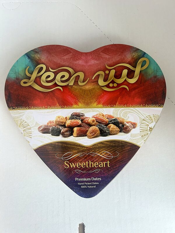 Leen Sweetheart 200g premium dates front Leen Premium Mix Date in Sweet Heart Gift Box 200g