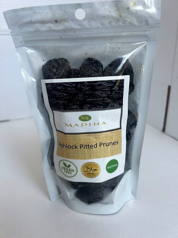 Madina Pitted Brunes 200g front Madina Pitted Prunes (Pouche) 200g