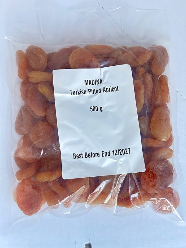 Madina Turkish Pitted Apricot 500g back Madina Turkish Dry Apricot 500g