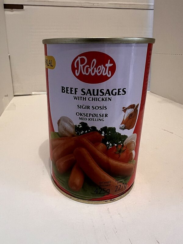 Robert Halal Beef Sausage 227g front Robert Halal Beef Sausage 227g