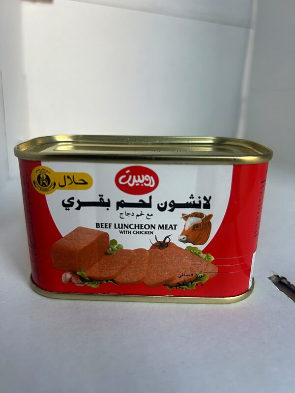 Robert Luncheon Meat with chicken 200g back Robert Halal Luncheon Beef + Chicken 200g