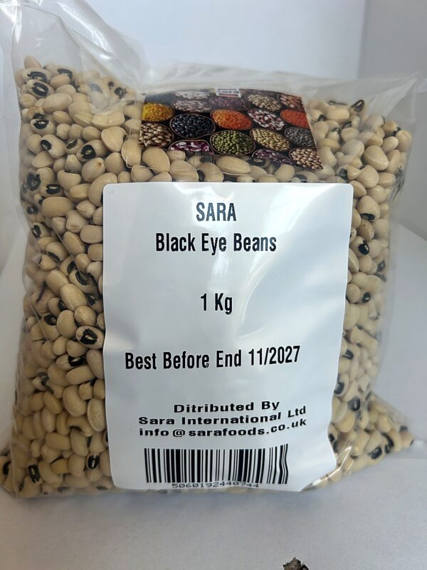 Sara Black eye beans 1kg front SARA Black Eye Beans 1Kg