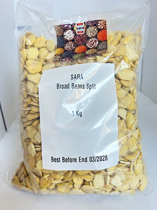 Sara Broad Beans Split 1kg front SARA Broad Beans Split 1Kg