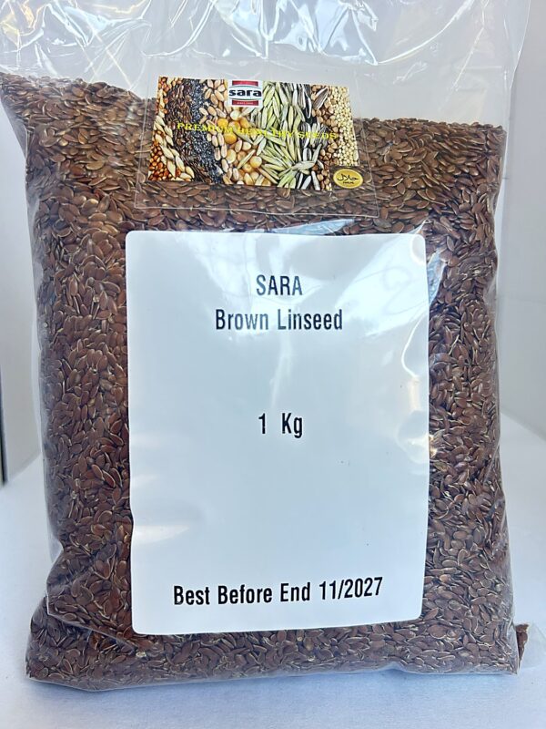 Sara Brown Linseed 1kg front SARA Brown Linseed 1Kg