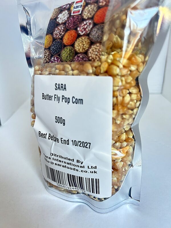 Sara Butterfly pop corn 500g front SARA PopCorn (Pouches) 500g