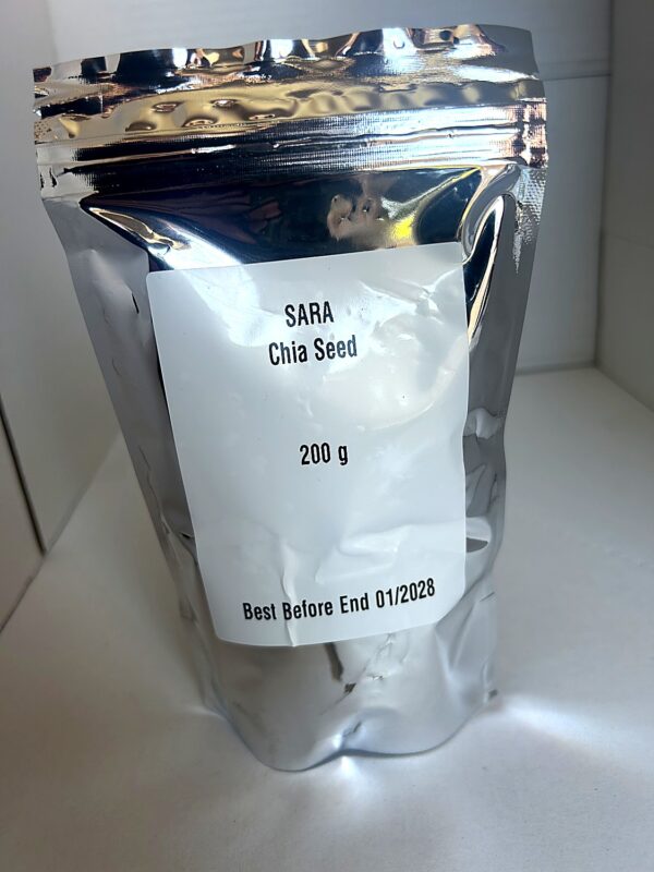 Sara Chia Seed 200g back SARA Chia Seeds 200g