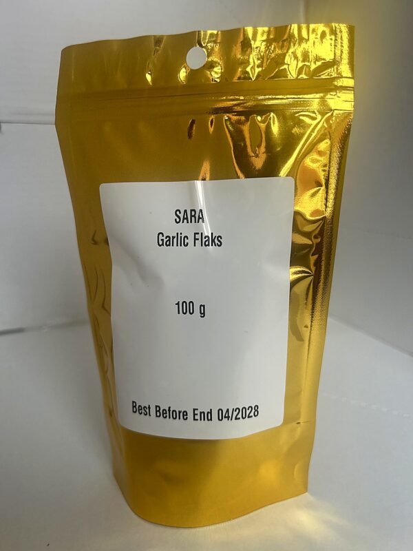 Sara Garlic Flakes 100g back SARA Garlic Flakes 100g