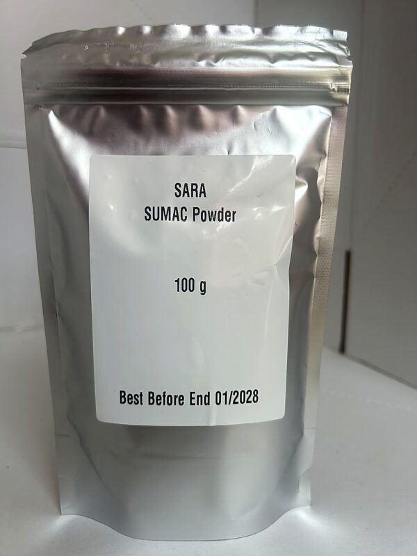 Sara Sumac Poweder 100g back SARA Sumac Powder 100g