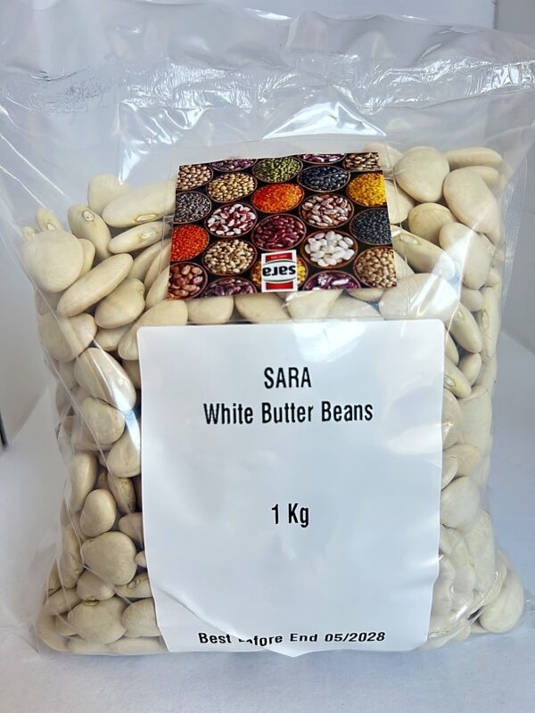 Sara White Butter Beans 1kg front SARA White Butter Beans 1Kg