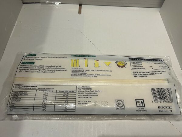 TAJ Samosa Pastry 30 sheets x 25 packs