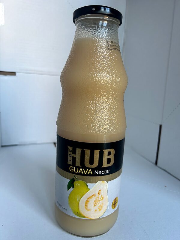 The Hub Guava Nectar 1L front HUB Guava Nectar (Glass Bottle) 1Lt