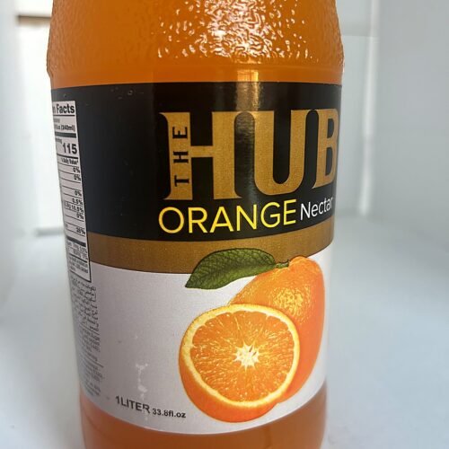 The Hub Orange Nectar 1L front HUB Orange Nectar (Glass Bottle) 1L